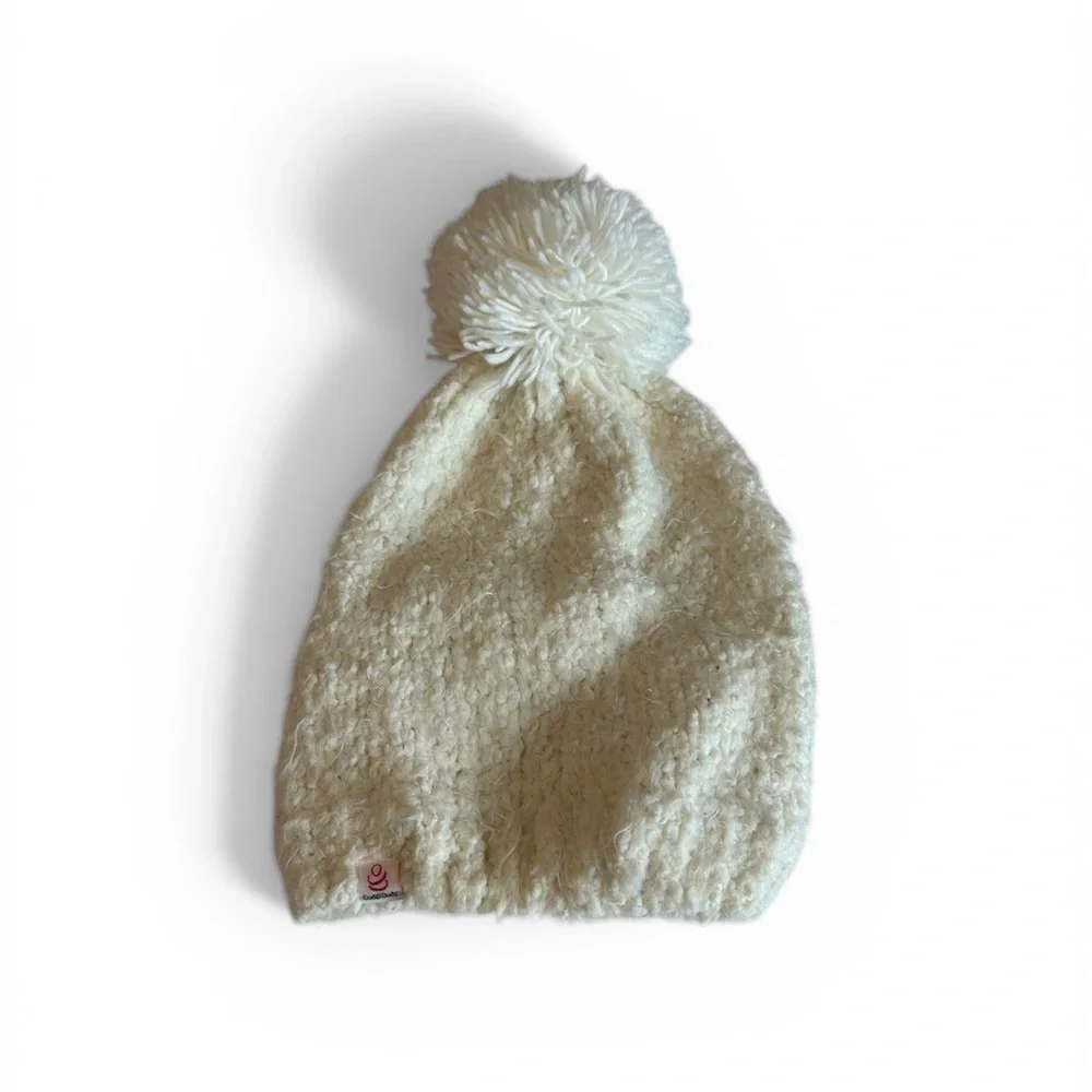 Cuddl Duds Cream Pom-Pom Hat